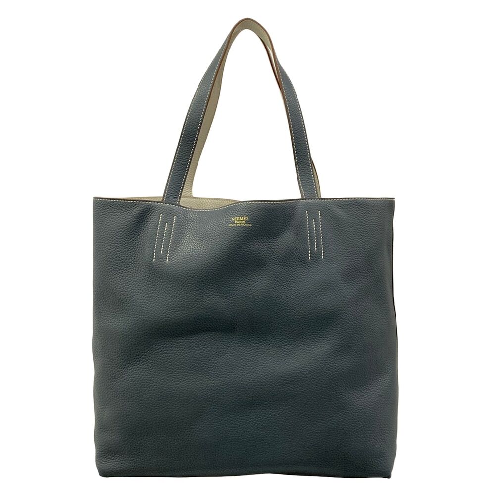 Hermès Double Sens 45 Tote Bag BlueOrage Pearl Gray